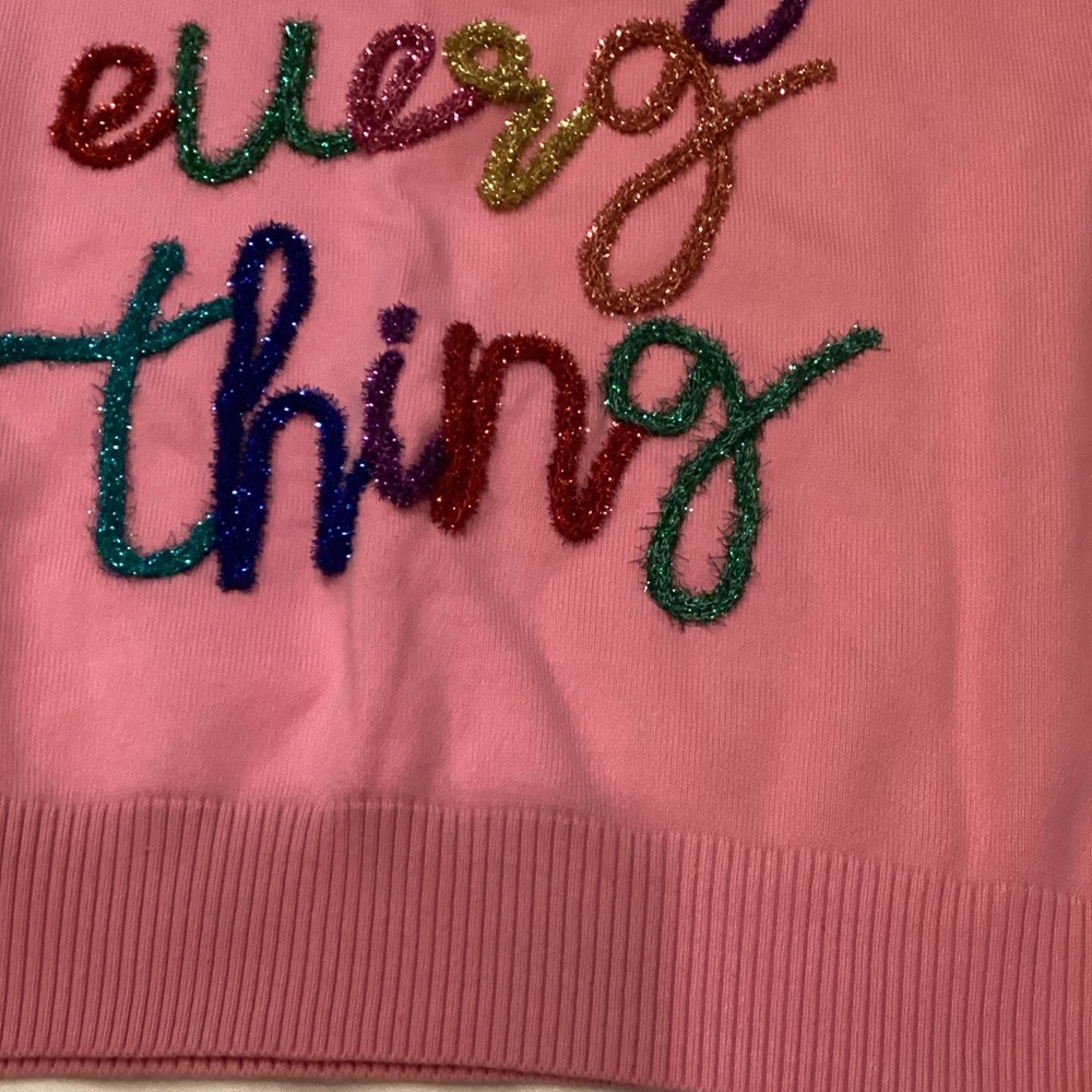 QUEEN OF SPARKLES Pink Sweater with Glittery Embroidery
